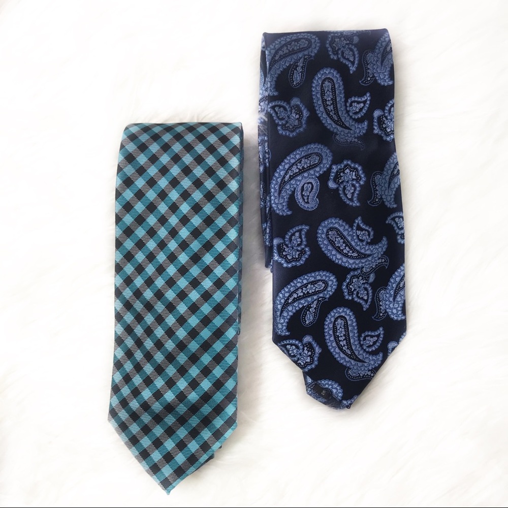 George Set of Two Men's Ties Blue Paisley & Teal